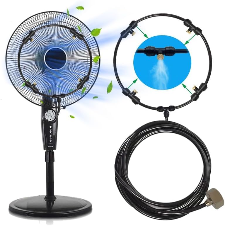 Thakur Fan Misting Kit Fan Misters for Cooling Outdoor Misting Fans for Outside 16 Inches Misters for Outside Patio with 9.85FT Misting Tube and 4 Brass Mist Nozzles for Garden Barbecues Parties (16 IN) - Image 2
